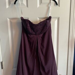 David's bridal purple strapless dress